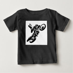 白黒アポップ・アートのートモトクロスモトキュールスポーツ ベビーTシャツ