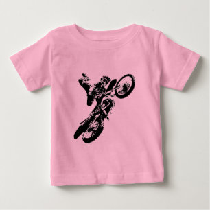 白黒アポップ・アートのートモトクロスモトキュールスポーツ ベビーTシャツ