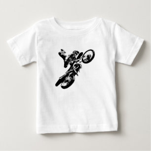 白黒アポップ・アートのートモトクロスモトキュールスポーツ ベビーTシャツ