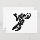 白黒アポップ・アートのートモトクロスモトキュールスポーツ ポストカード (正面/裏面)
