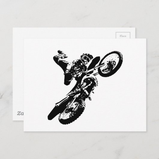 白黒アポップ・アートのートモトクロスモトキュールスポーツ ポストカード (正面/裏面)