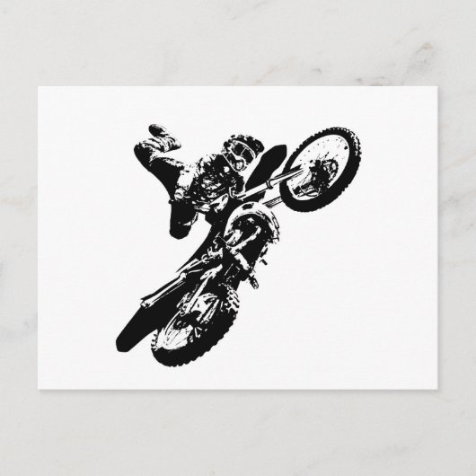 白黒アポップ・アートのートモトクロスモトキュールスポーツ ポストカード (正面)