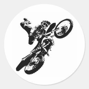 白黒アポップ・アートのートモトクロスモトキュールスポーツ ラウンドシール