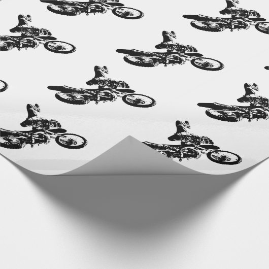 白黒アポップ・アートのートモトクロスモトキュールスポーツ ラッピングペーパー (角)