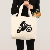 白黒アポップ・アートのートモトクロスモトキュールスポーツ ラージトートバッグ (正面(商品))