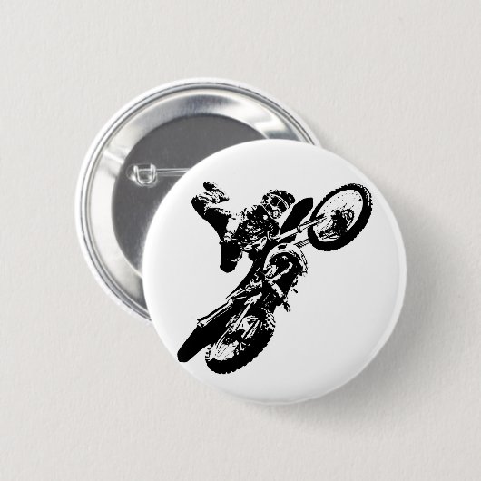 白黒アポップ・アートのートモトクロスモトキュールスポーツ 缶バッジ (正面&裏面)