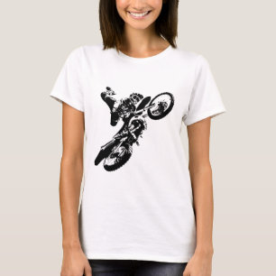 白黒アポップ・アートのートモトクロスモトキュールスポーツ Tシャツ