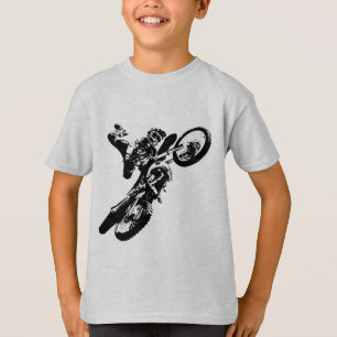 白黒アポップ・アートのートモトクロスモトキュールスポーツ Tシャツ
