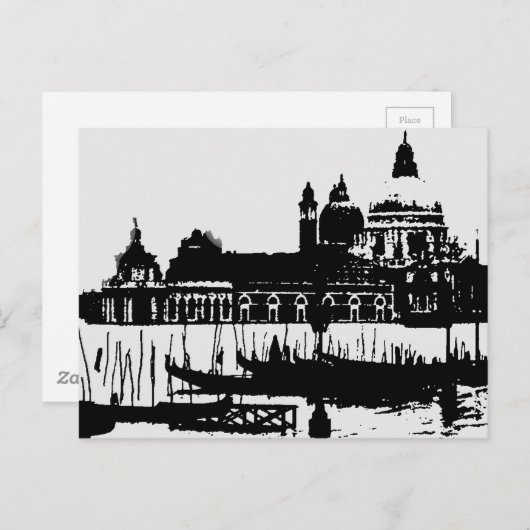 白黒アポップ・アートのートヴェネツィアイタリア旅行はがき ポストカード (正面/裏面)