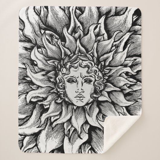白黒アポロ太陽神 シェルパブランケット (正面)