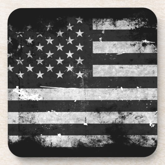 白黒アメリカグランジ国旗 コースター (正面)