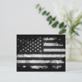 白黒アメリカグランジ国旗 ポストカード (スタンド正面)