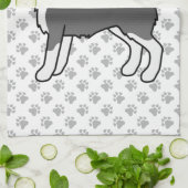 白黒アラスカンマラムテかわいい漫画の犬 キッチンタオル (折り畳み)