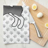 白黒アラスカンマラムテかわいい漫画の犬 キッチンタオル (四つ折り)