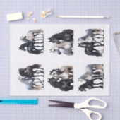 白黒アラビア馬ペア 薄葉紙 (クラフト)