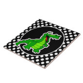 白黒アリゲーターオン水玉模様 タイル (側面)