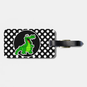 白黒アリゲーターオン水玉模様 ラゲッジタグ