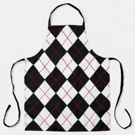 白黒アロバーエプアーガイルロン エプロン