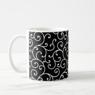 白黒アロバーシームレススクロール設計 コーヒーマグカップ