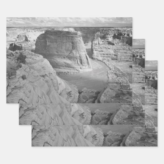 白黒アンセルアダムス峡谷写真 ラッピングペーパーシート (セット)