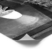 白黒アンティークタイプライター写真 ポスター (角)