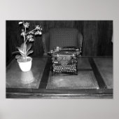 白黒アンティークタイプライター写真 ポスター (正面)
