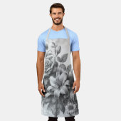 白黒アンティークフローラの完璧 エプロン (着用した状態)