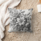 白黒アンティークフローラの完璧 クッション (ブランケット)