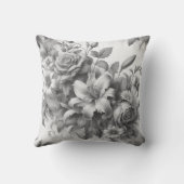 白黒アンティークフローラの完璧 クッション (裏面)