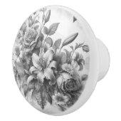 白黒アンティークフローラの完璧 セラミックノブ (右)