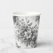 白黒アンティークフローラの完璧 紙コップ (左)