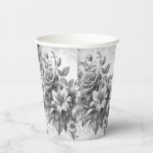 白黒アンティークフローラの完璧 紙コップ (右)
