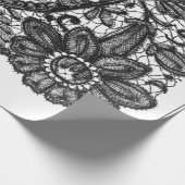 白黒アンティークレース模様ギフトラッピング ラッピングペーパー (角)