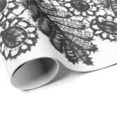 白黒アンティークレース模様ギフトラッピング ラッピングペーパー (ロールコーナー)