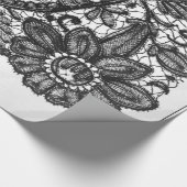 白黒アンティークレース模様ギフトラッピング ラッピングペーパー (角)