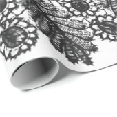 白黒アンティークレース模様ギフトラッピング ラッピングペーパー (ロールコーナー)