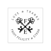 白黒アンティークヴィンテージ鍵クレストスタンプ ラバースタンプ (インプリント)