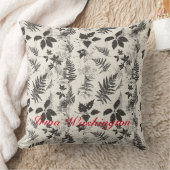 白黒アンティーク旧植物学1 クッション (ブランケット)