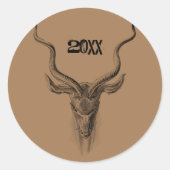 白黒アンテロープホーンスケッチ ラウンドシール (正面)