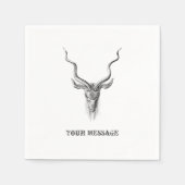 白黒アンテロープホーン スタンダードカクテルナプキン (正面)