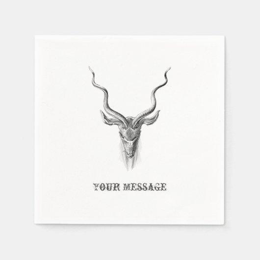 白黒アンテロープホーン スタンダードカクテルナプキン (正面)