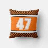 白黒アンドオレンジチェックスクエアスポーツ クッション (裏面)