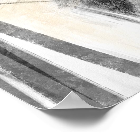 白黒アンドタン抽象芸術ランドスケープスクエア ポスター (角)