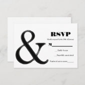 白黒アンパサンドモダンシック結婚式RSVP 出欠カード (正面/裏面)