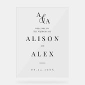 白黒アンパサンドモダン結婚式招待状 アクリルサイン (正面)