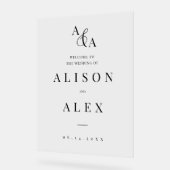 白黒アンパサンドモダン結婚式招待状 アクリルサイン (傾斜)