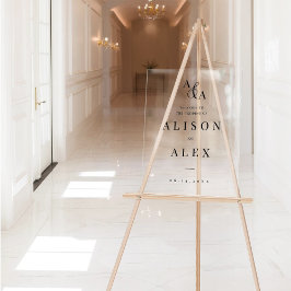 白黒アンパサンドモダン結婚式招待状 アクリルサイン