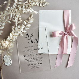 白黒アンパサンドモダン結婚式招待状 アクリル招待状