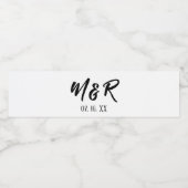 白黒アンパサンド結婚モノグラム水底 ペットボトルラベル (シングルラベル)