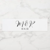 白黒アンパサンド結婚モノグラム ペットボトルラベル (シングルラベル)